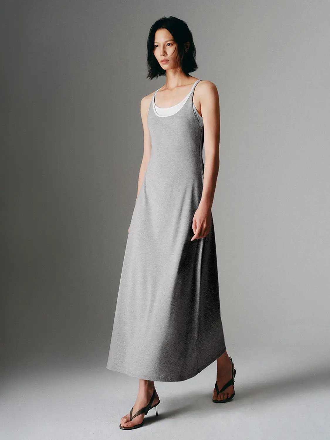 Spaghetti Strap 2-In-1 Layered Soft Cotton Maxi Dress