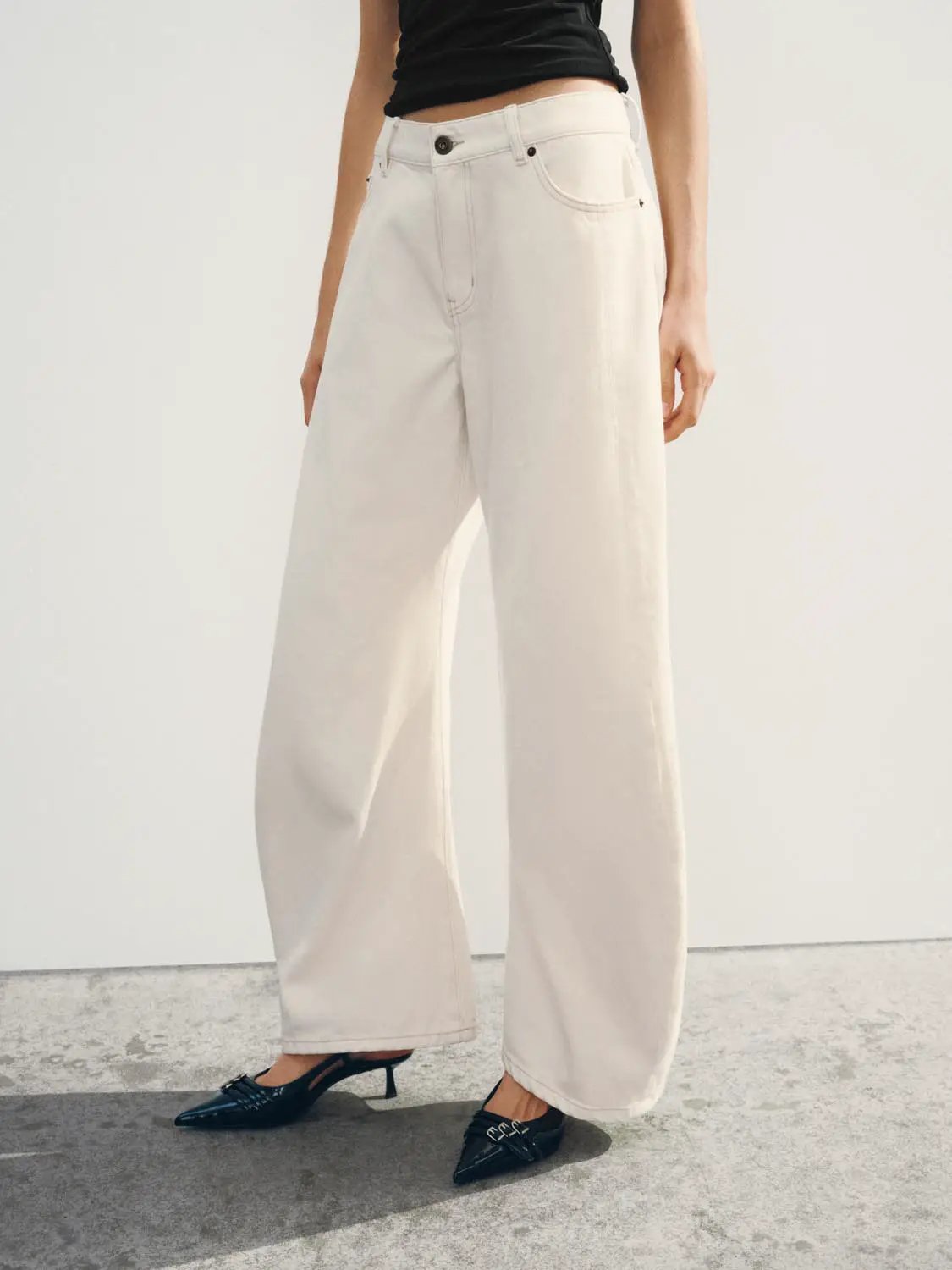 Oversized High-waisted Cotton Wide-leg Pants