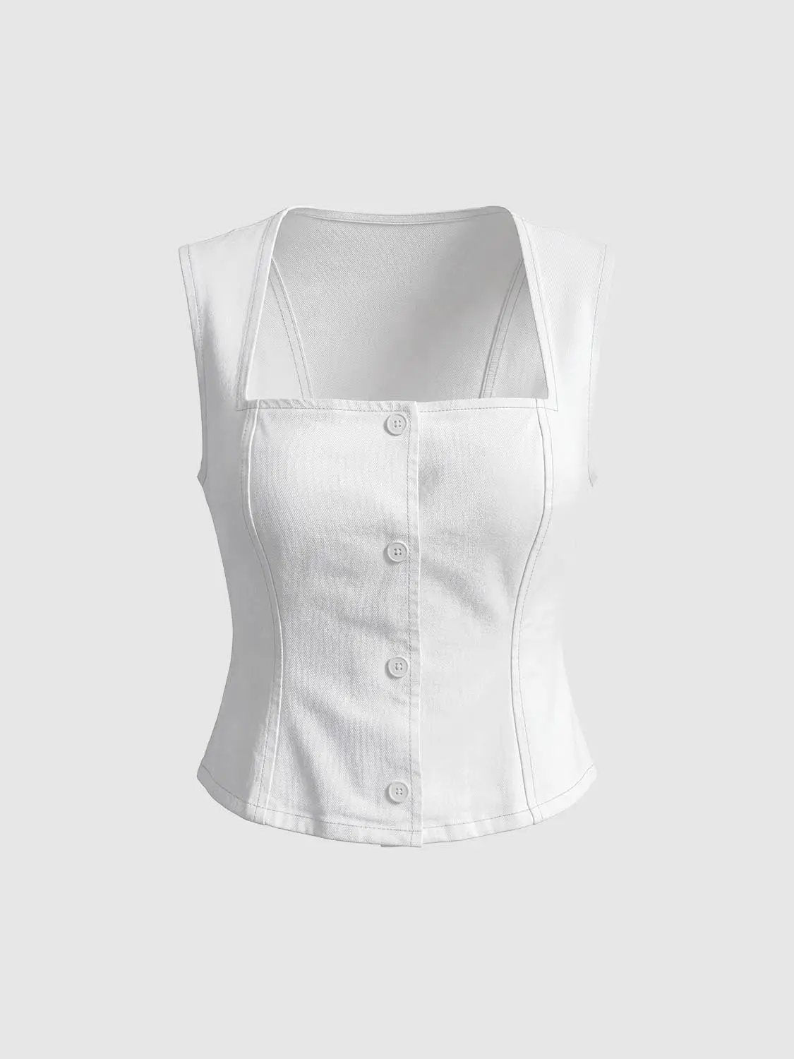 Corset Button Front Sleeveless Cotton Blend Jacket