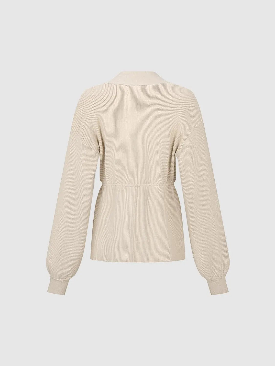Zip Up Balloon Sleeve Knitted Cardigans
