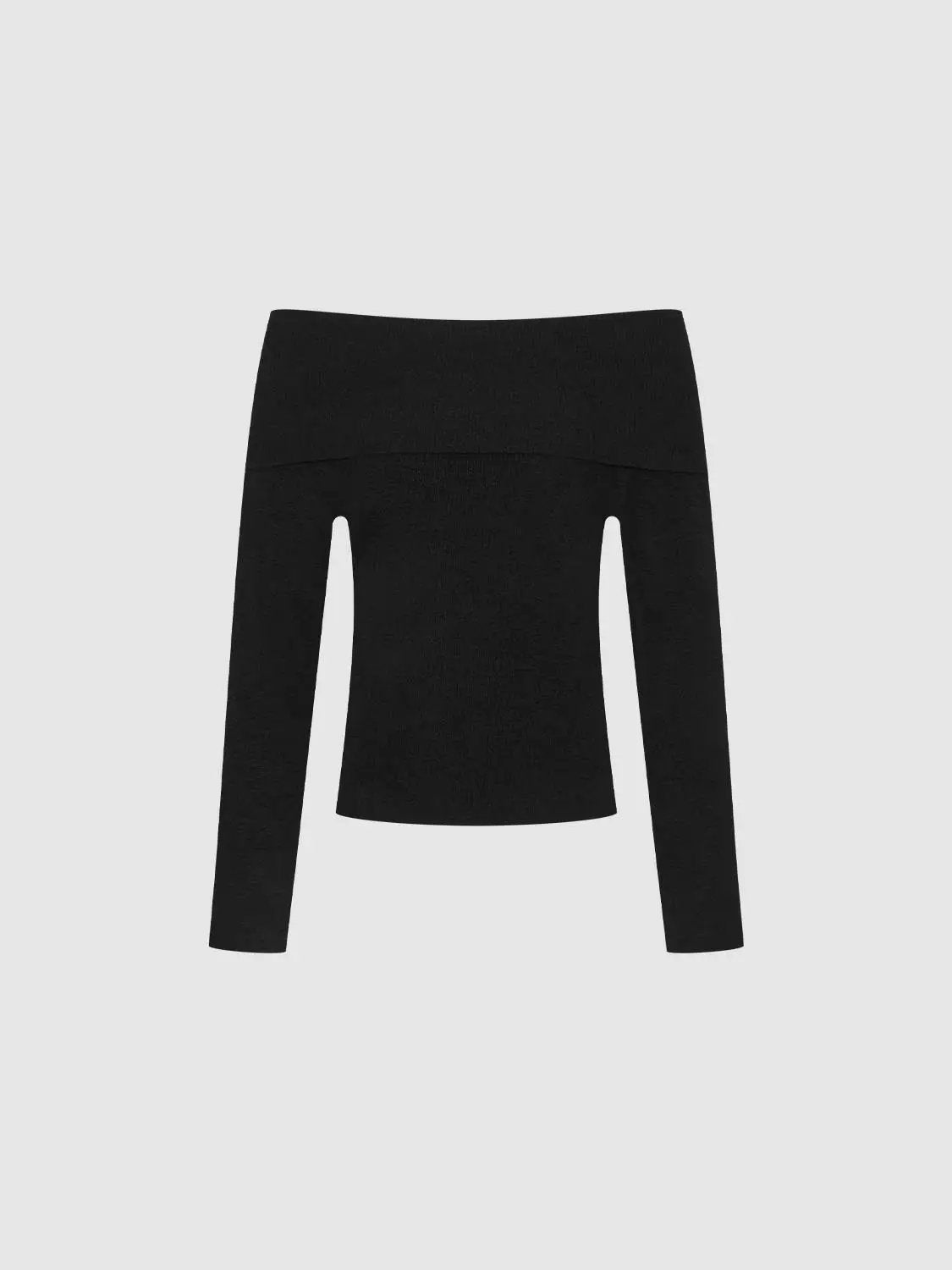 Off Shoulder Long Sleeve Knitted T-Shirts