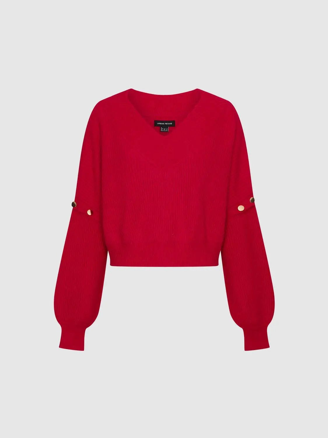 V-Neck Long Sleeve Knitted T-Shirts
