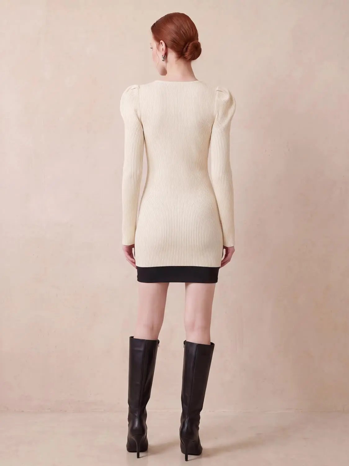 Puff Shoulder Tailored Knitted Cardigan