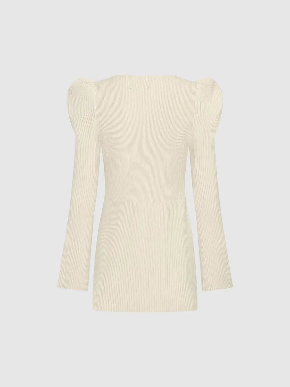 Puff Shoulder Tailored Knitted Cardigan