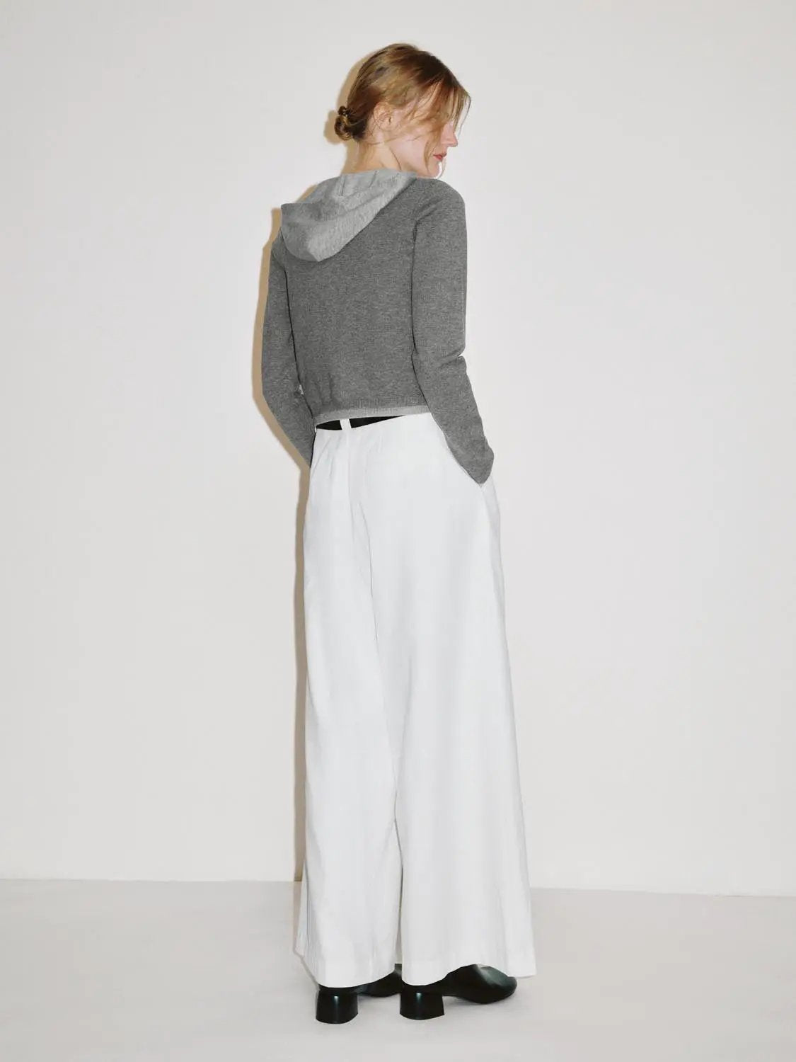 Zip Front Long Sleeve Hooded Knit Cardigan