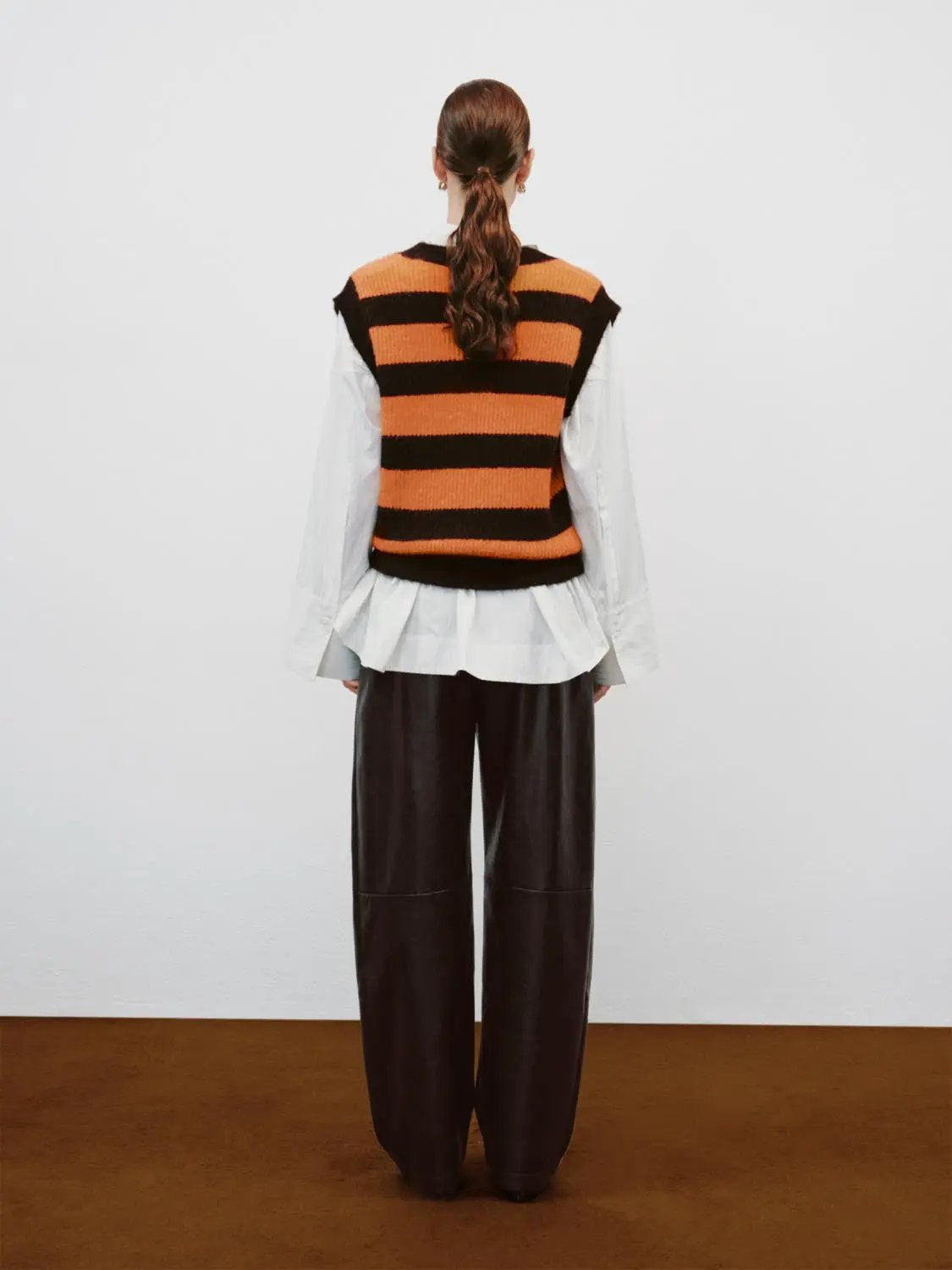 Striped Stretch V-neck Sleeveless Knit Tank Top