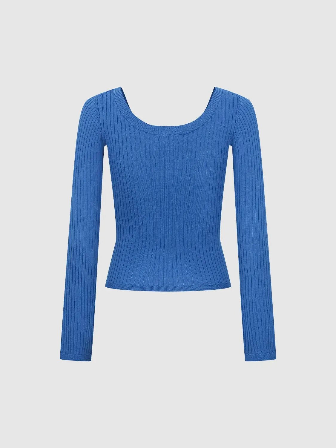 Ribbed Button Front Fitted Long Sleeve T-Shirt