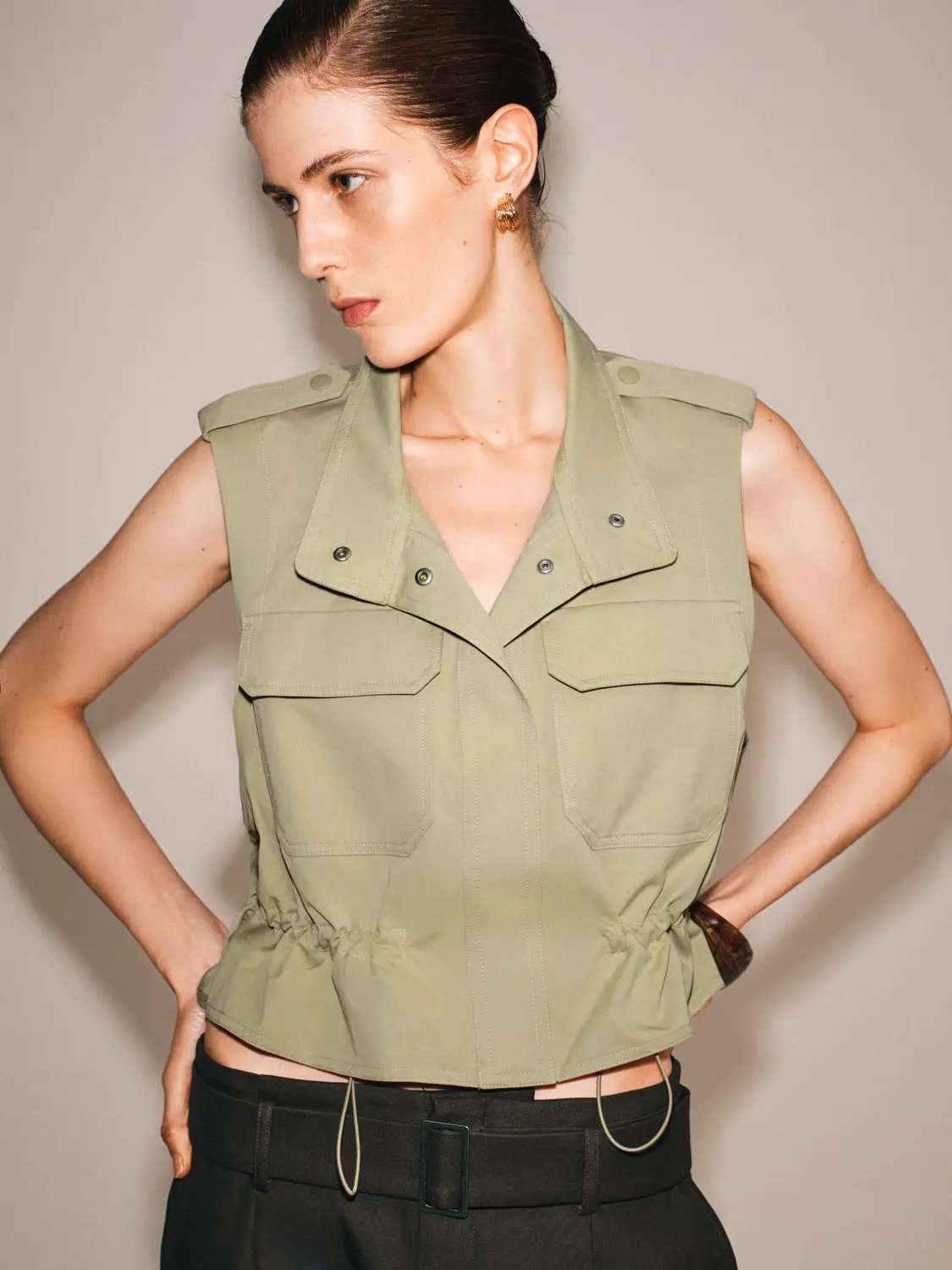 Ruffle Collar Cotton Tank Top