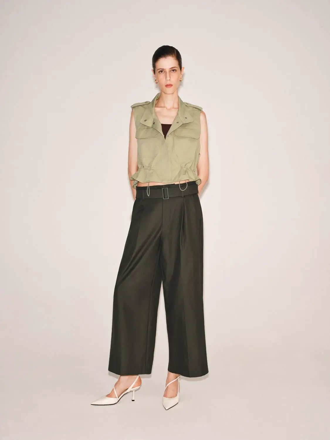 Ruffle Collar Cotton Tank Top