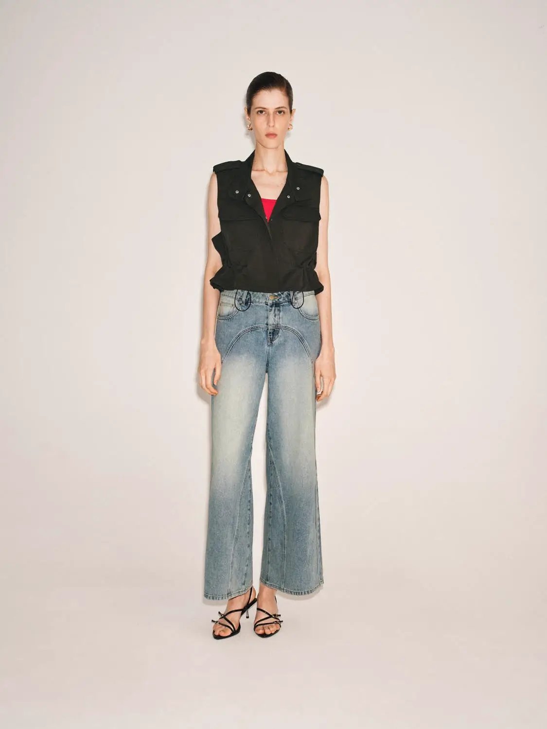 Ruffle Collar Cotton Tank Top