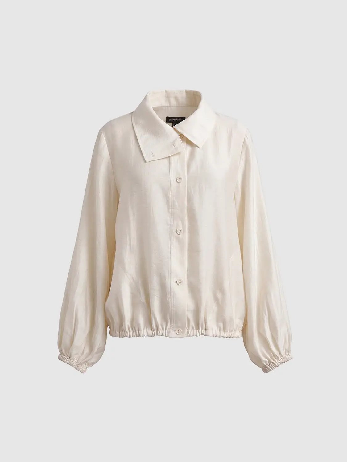 Oversized Collar Puff Sleeve Lyocell Blend Jacket