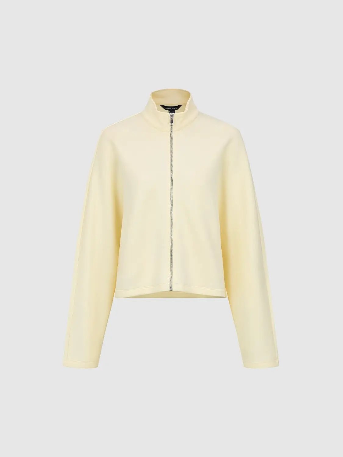 Long Sleeve Cropped Mock Neck Cotton Blend Jacket