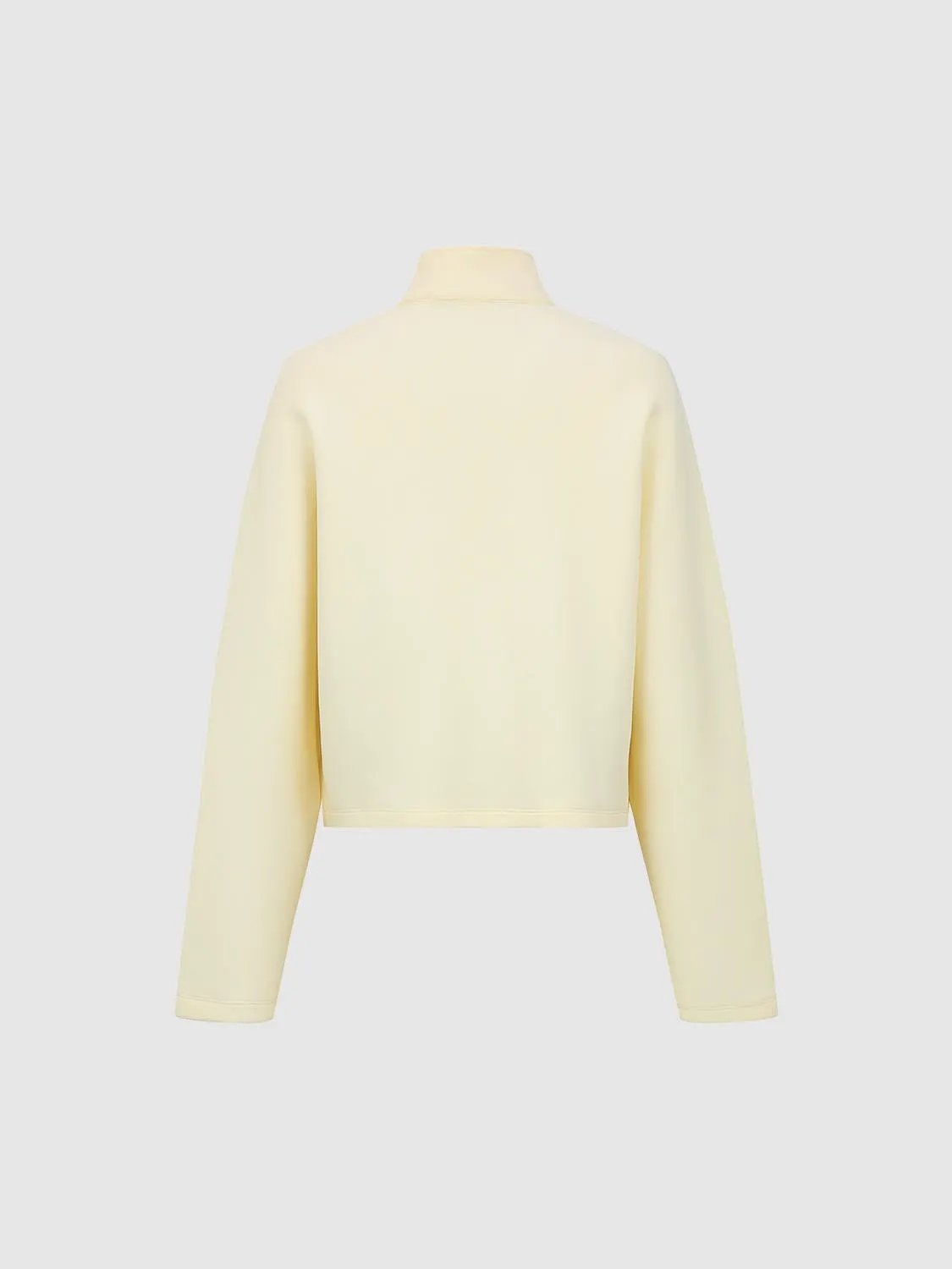 Long Sleeve Cropped Mock Neck Cotton Blend Jacket