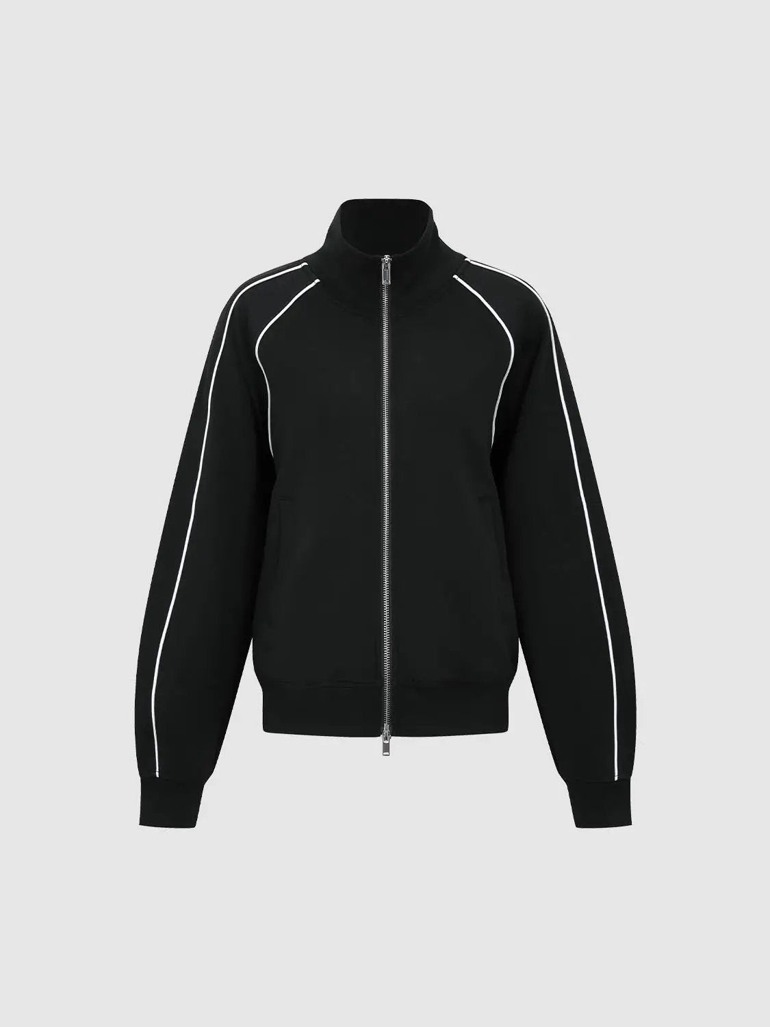 Zip Front Jacket With Contrast Piping