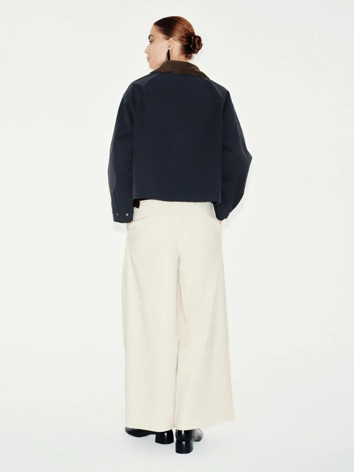 Corduroy Collar Flap Pocket Long Sleeve Cotton Blend Jacket