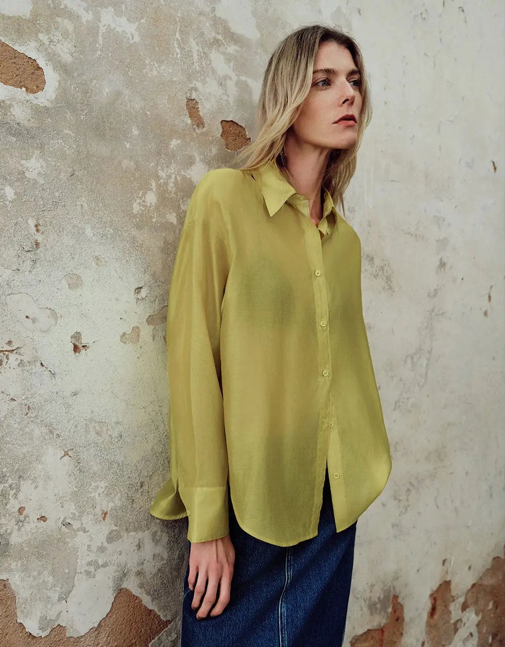 Button Up Shirt Collar Straight Long Sleeve Shirt