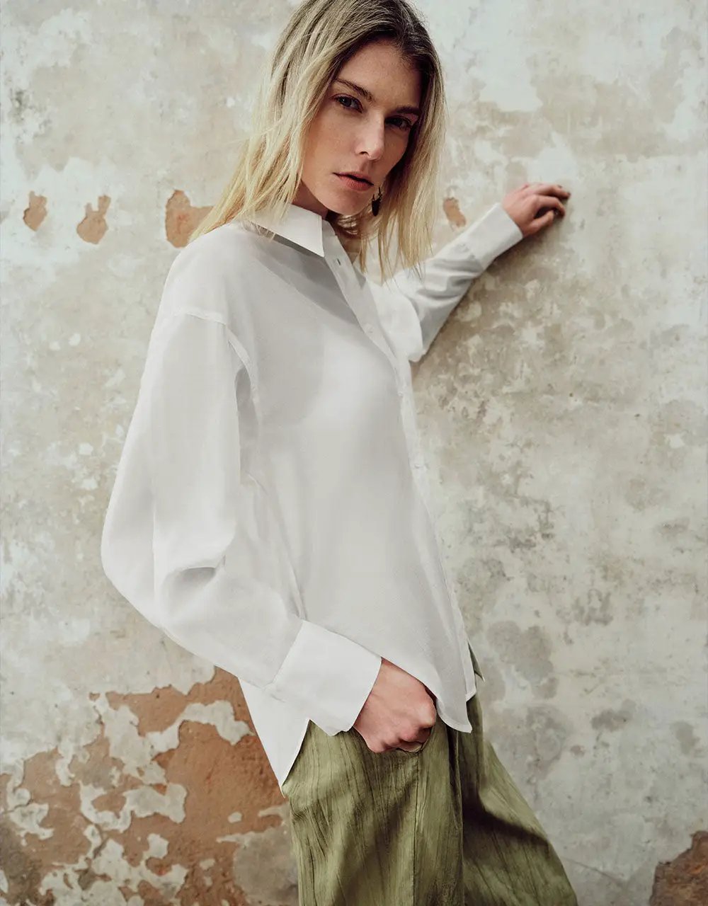 Button Up Shirt Collar Straight Long Sleeve Shirt