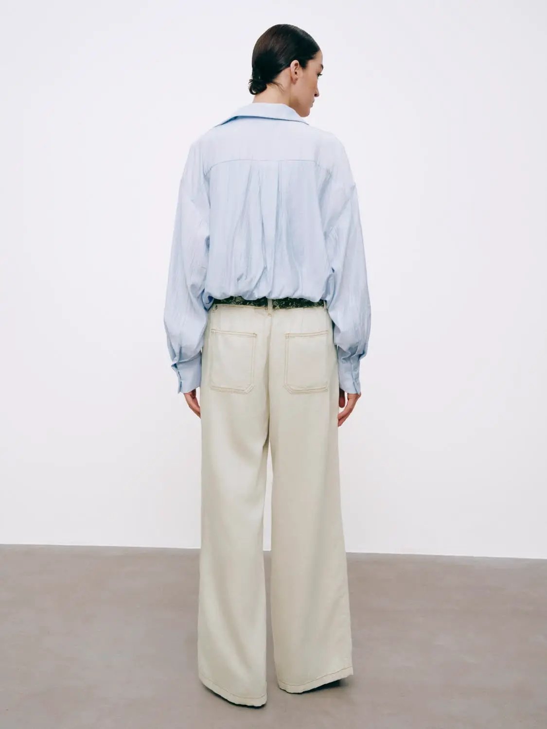 Oversized Long Sleeve Lightweight Bubble Hem Shirt