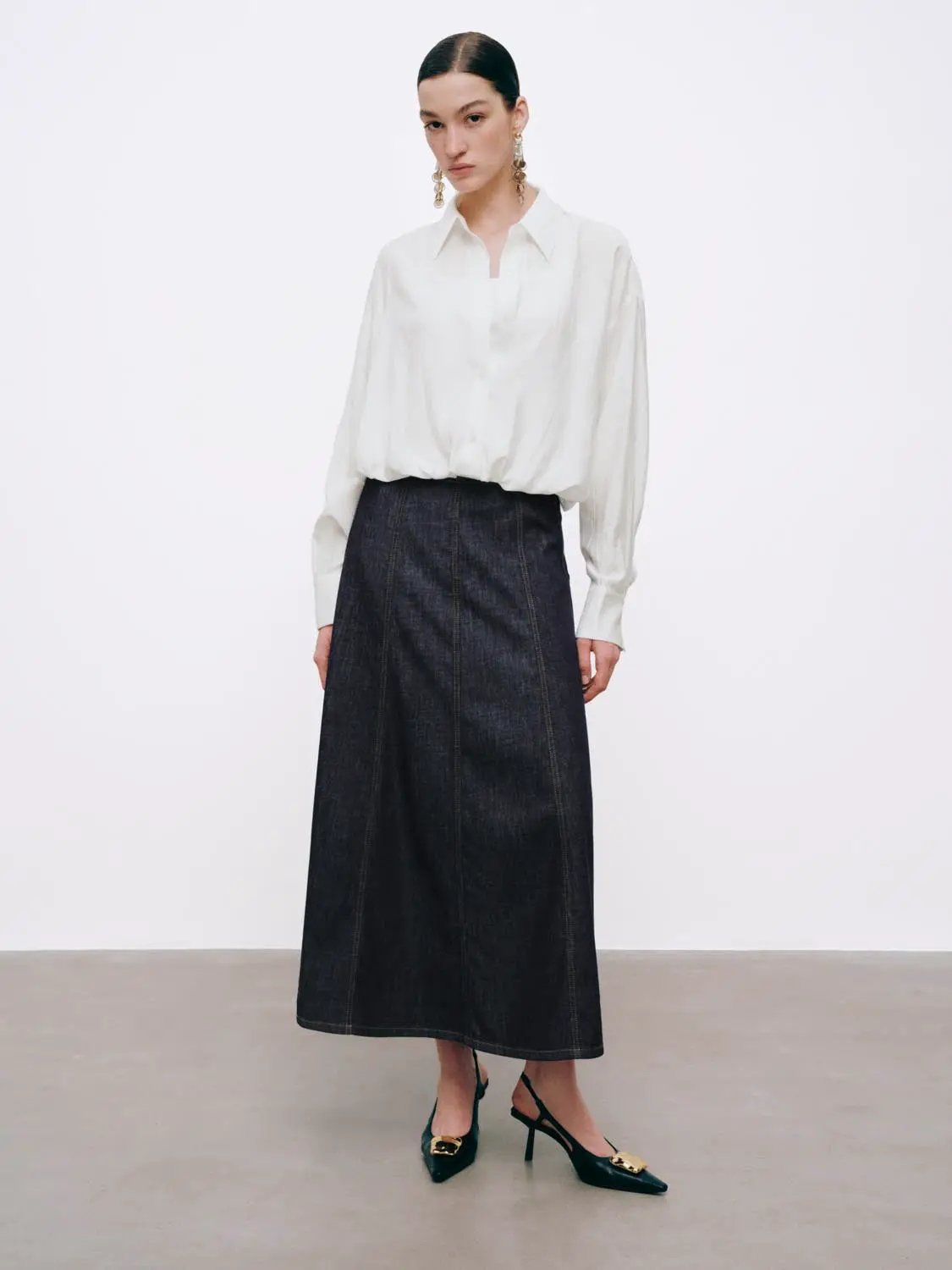 Oversized Long Sleeve Lightweight Bubble Hem Shirt