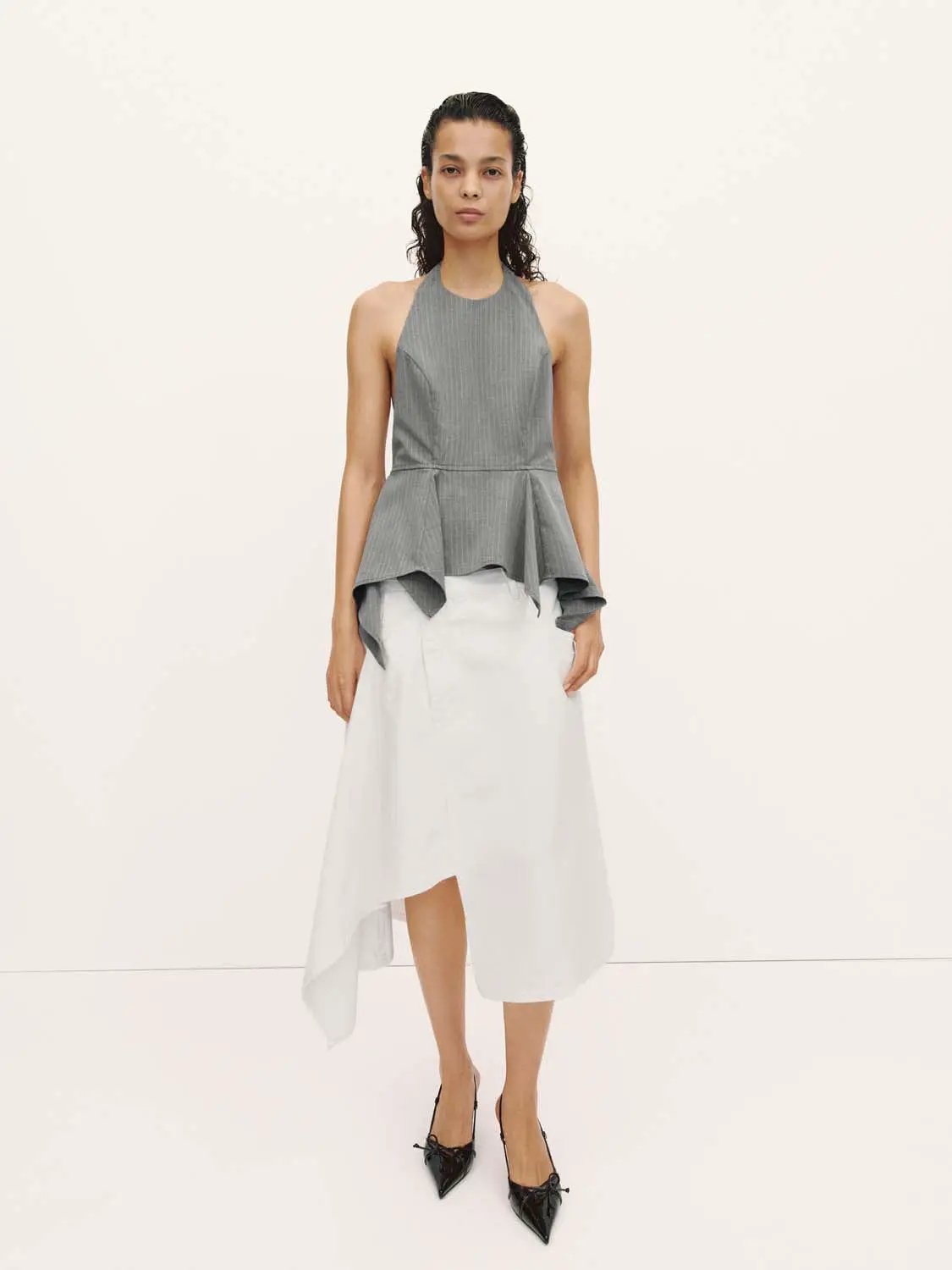 Halter Neck Peplum Hem Lined Breathable Cami Top