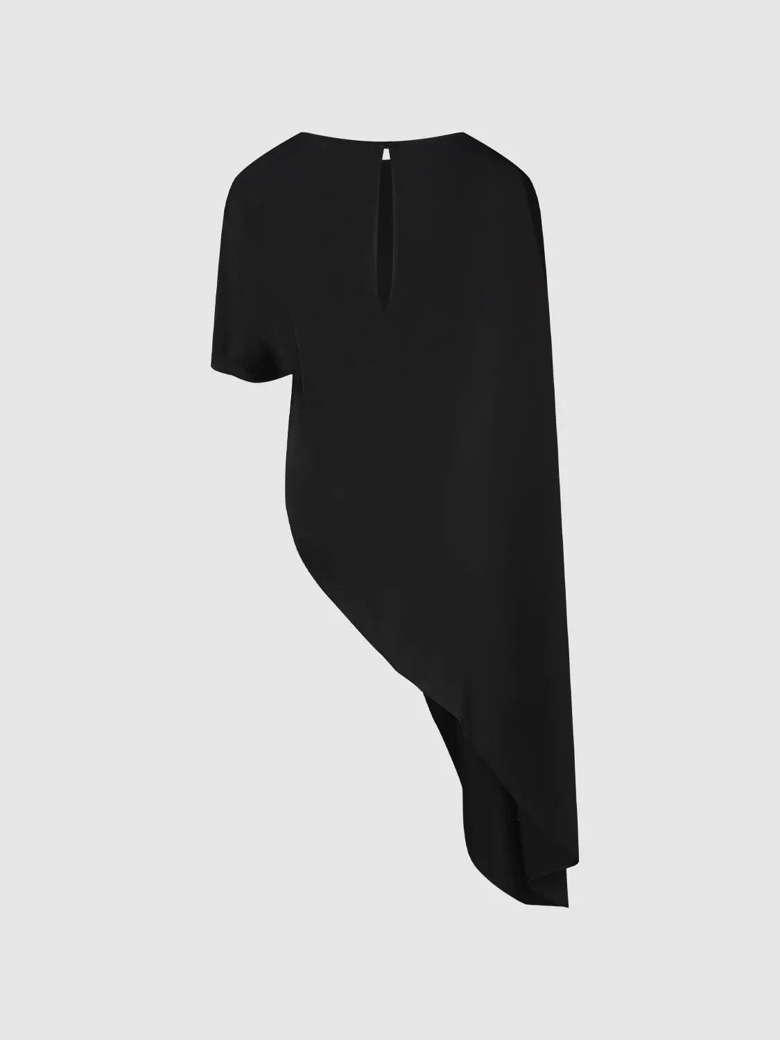 Asymmetric Hem Drape Crew Neck Oversized Blouse