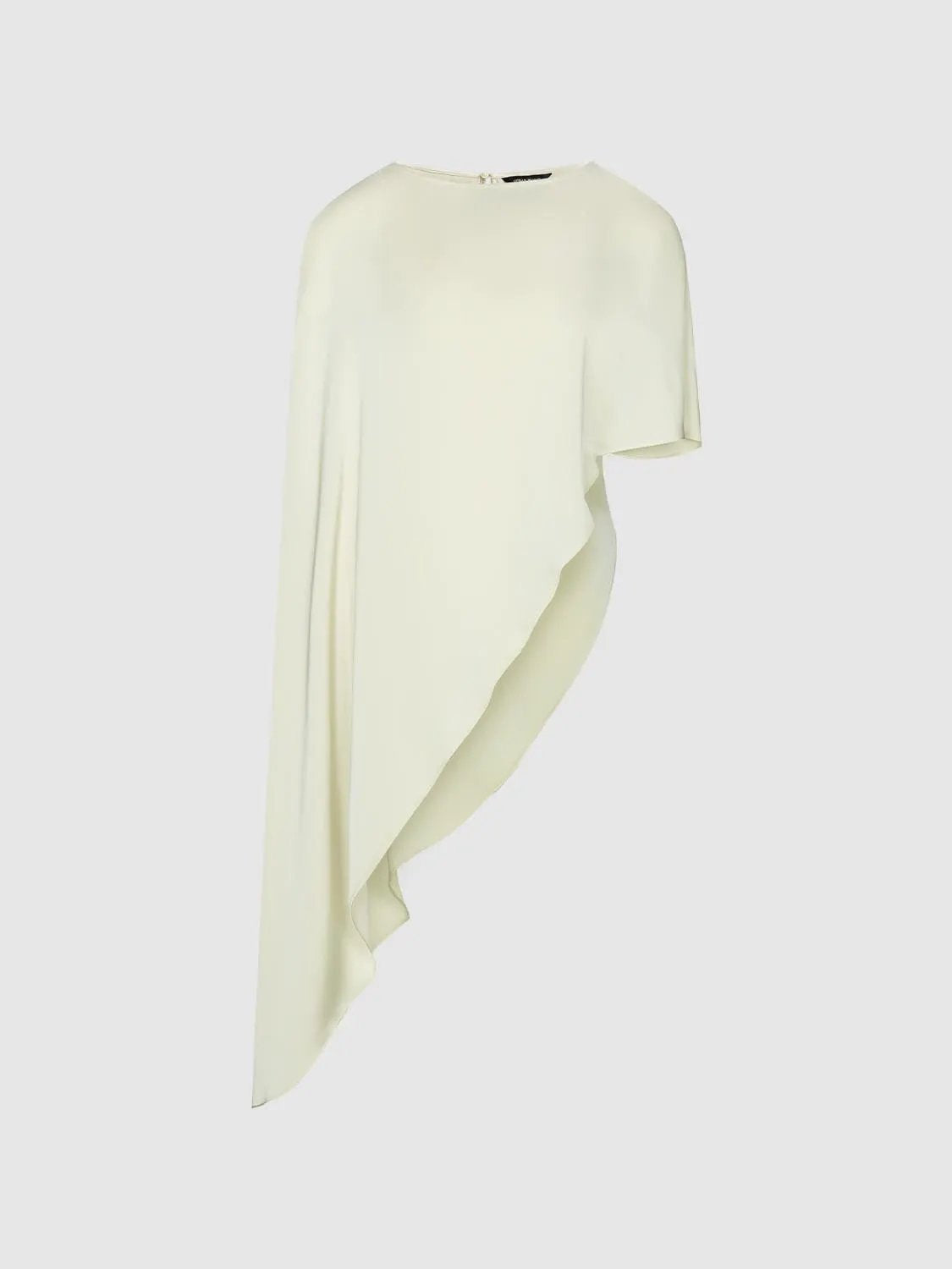 Asymmetric Hem Drape Crew Neck Oversized Blouse