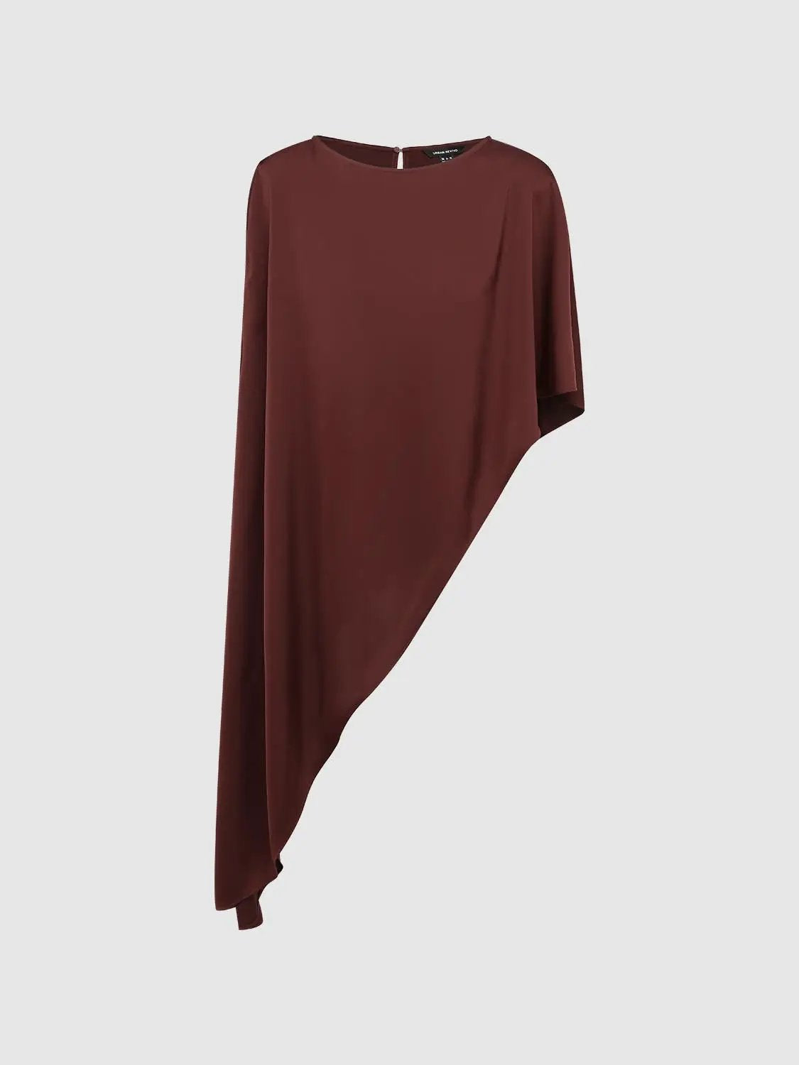 Asymmetric Hem Drape Crew Neck Oversized Blouse