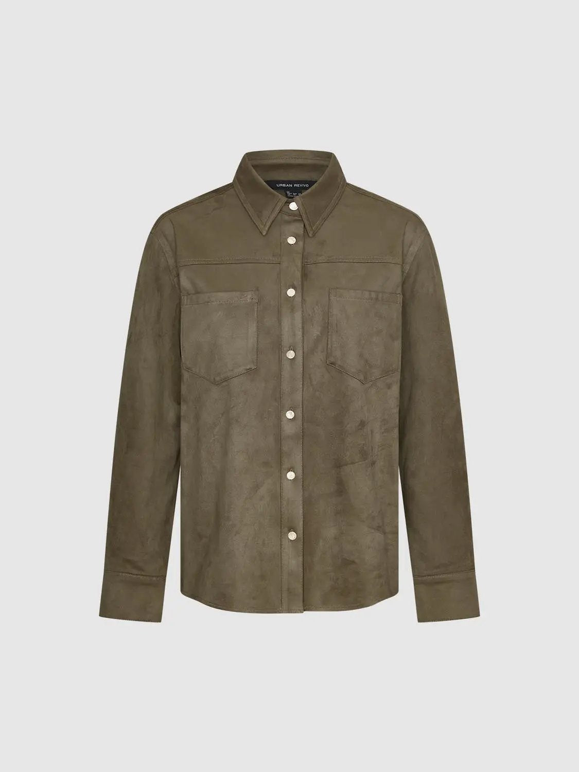 Long Sleeve Cotton Blend Button Shirt With Chest Pockets And Collar Shirt