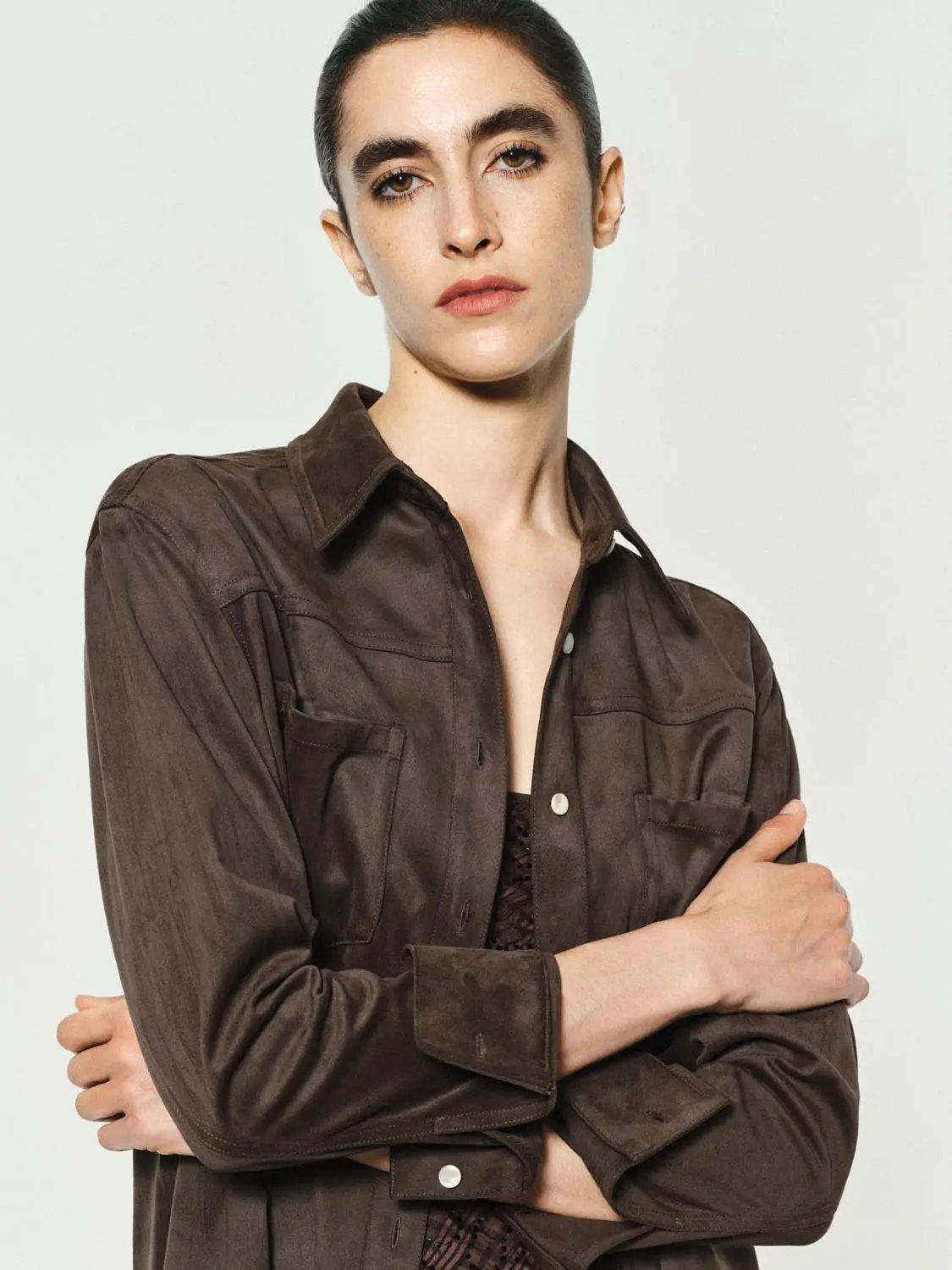 Long Sleeve Cotton Blend Button Shirt With Chest Pockets And Collar Shirt