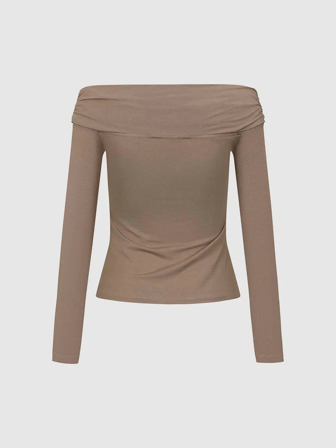 Off Shoulder Front Twist Knot Long Sleeve Slim Fit Top