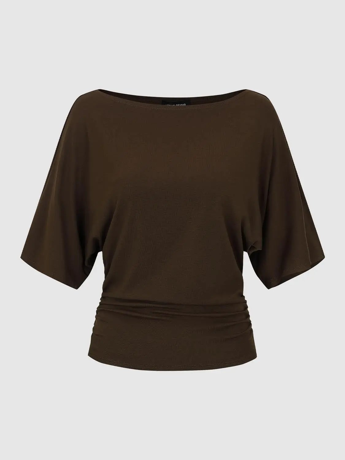 Draped Short Sleeve Ruched Waist T-shirt