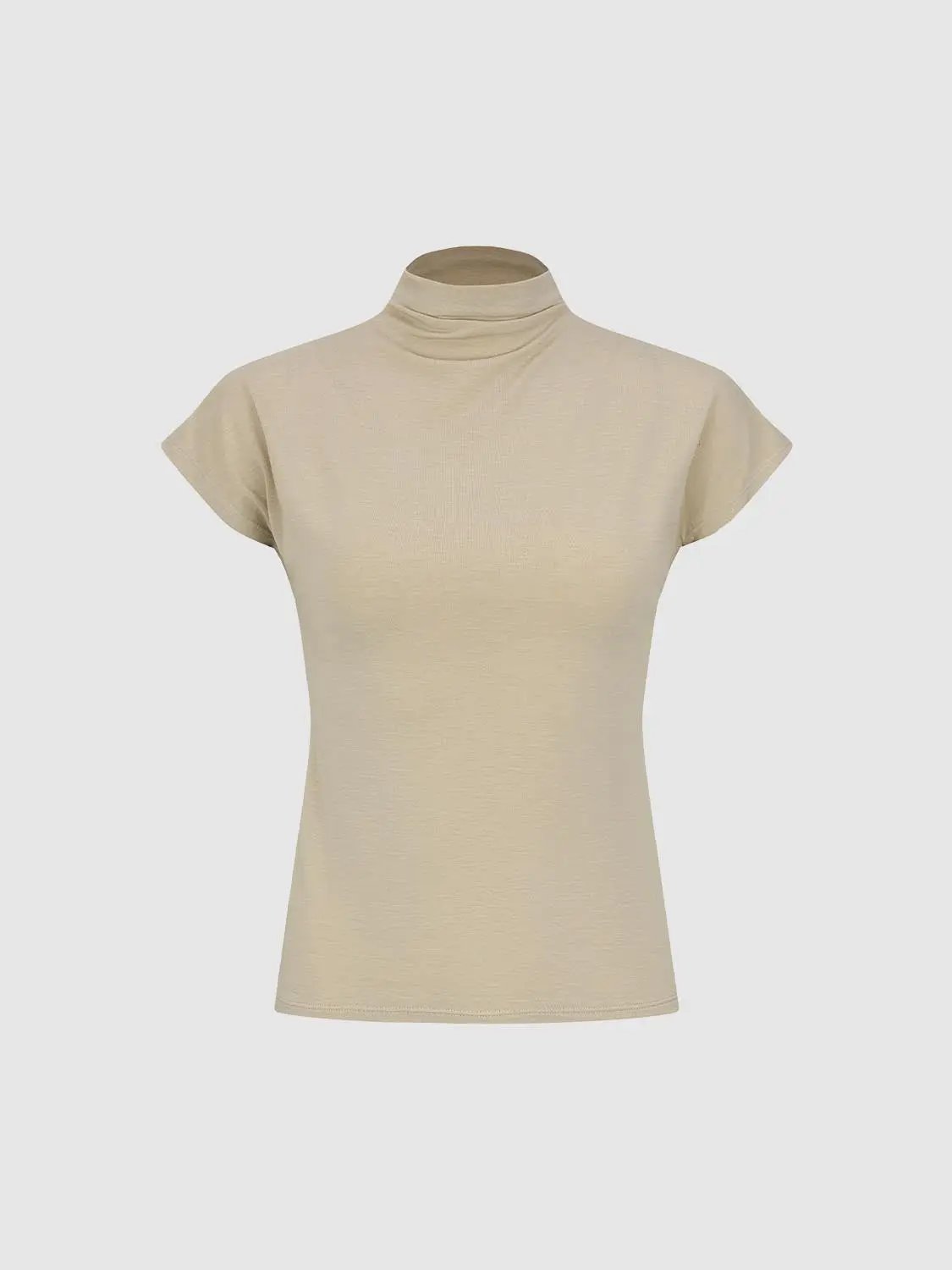Mock Neck Modal And Cashmere T-shirt