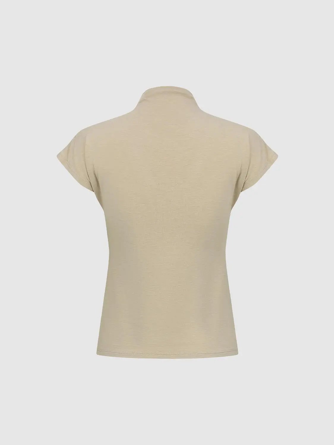 Mock Neck Modal And Cashmere T-shirt