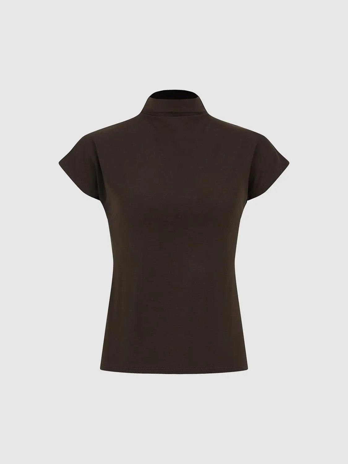 Mock Neck Modal And Cashmere T-shirt