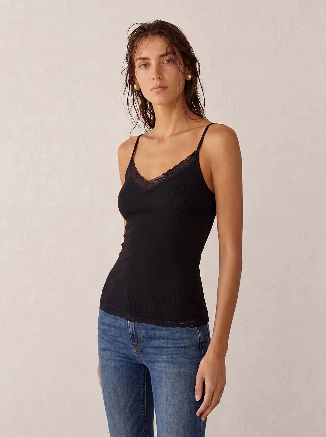 Lace Trim V-neck Cami Top