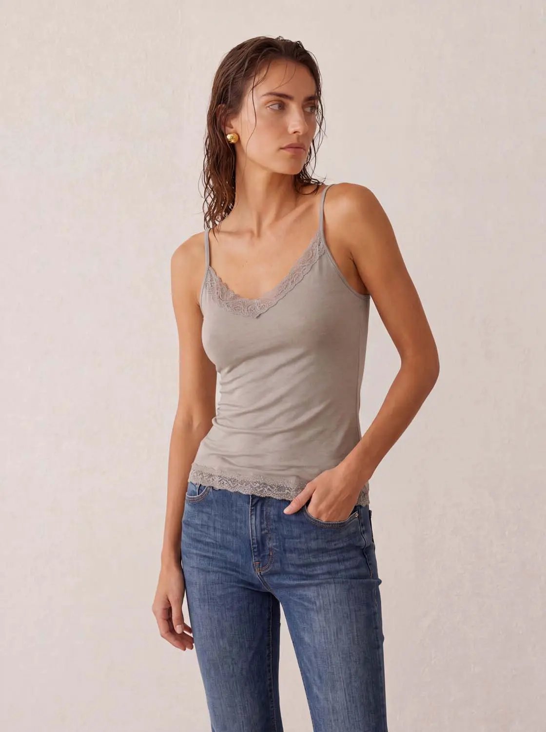 Lace Trim V-neck Cami Top