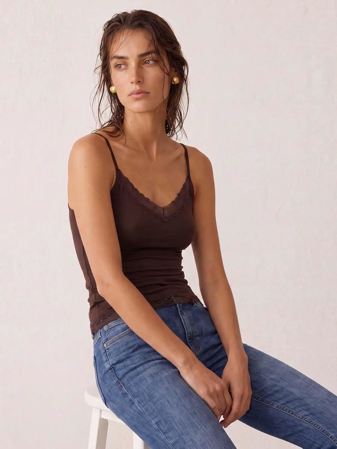Lace Trim V-neck Cami Top