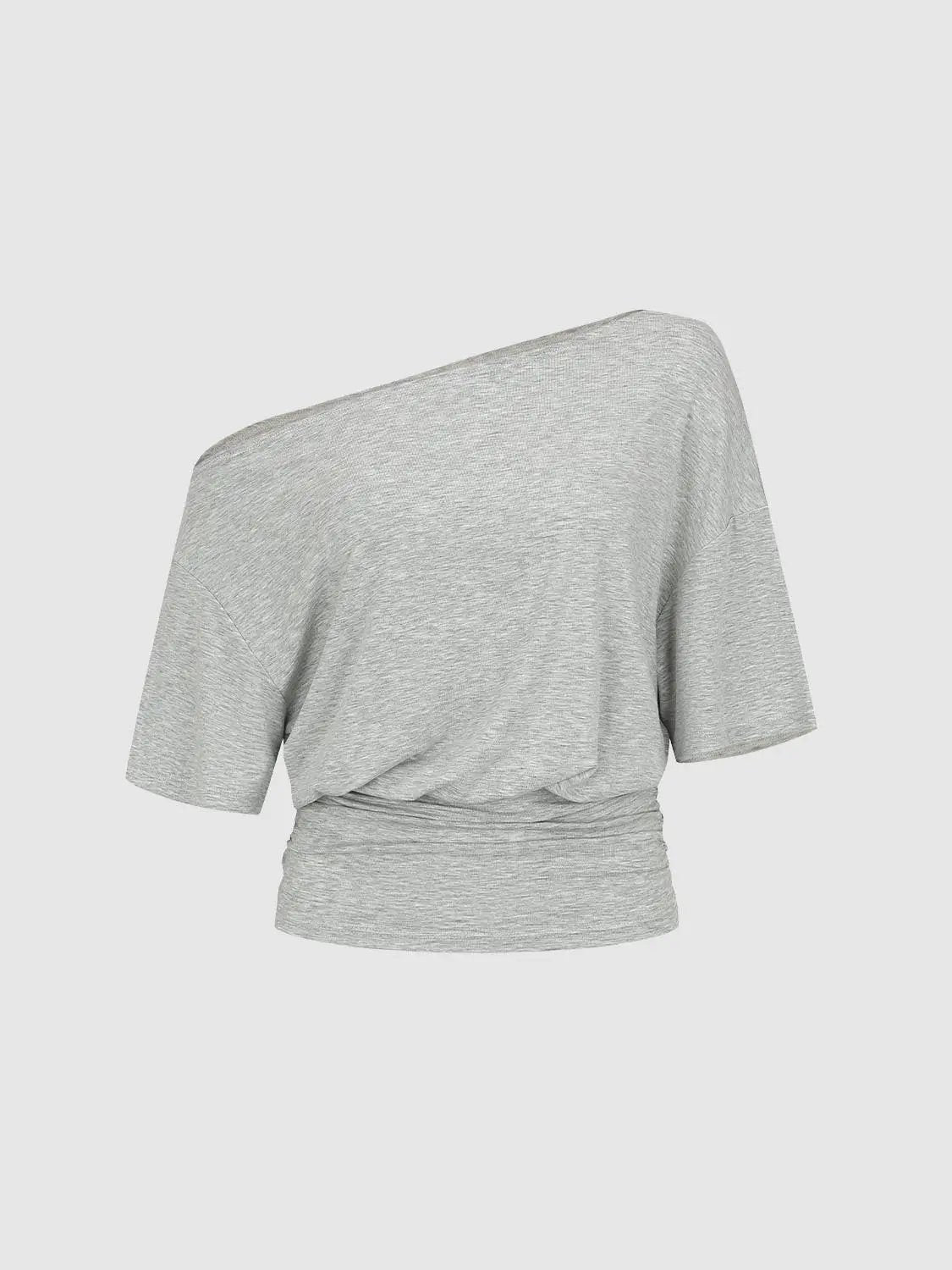 Asymmetric One-shoulder Draped Stretch T-shirt