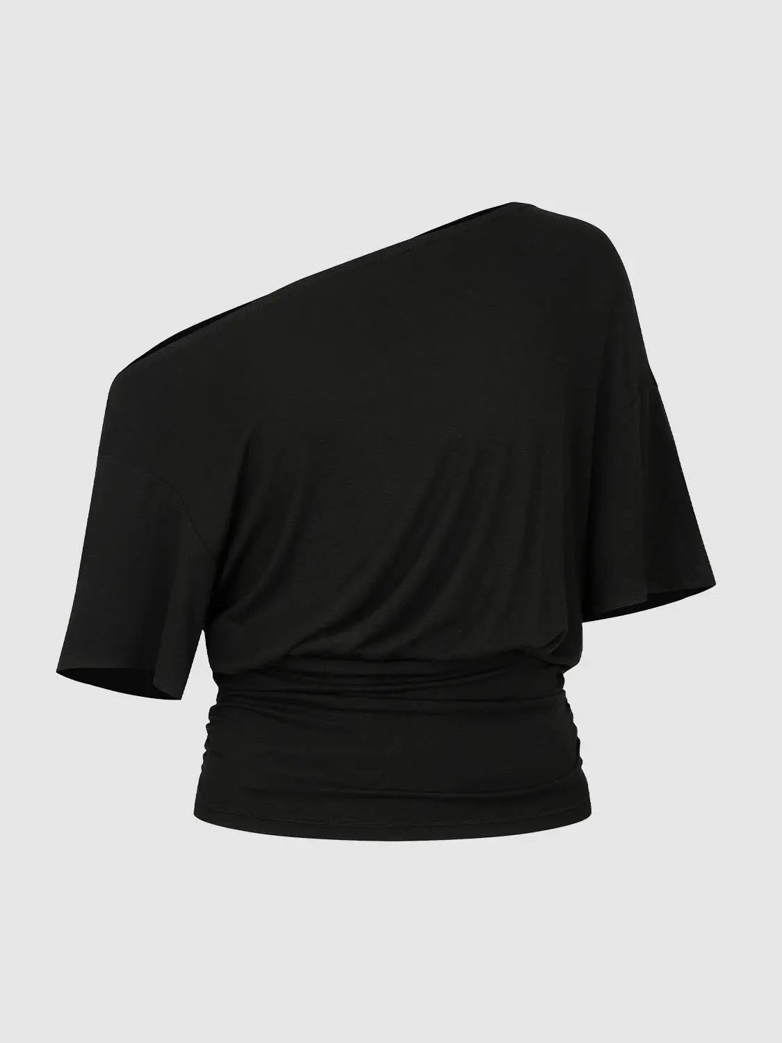 Asymmetric One-shoulder Draped Stretch T-shirt