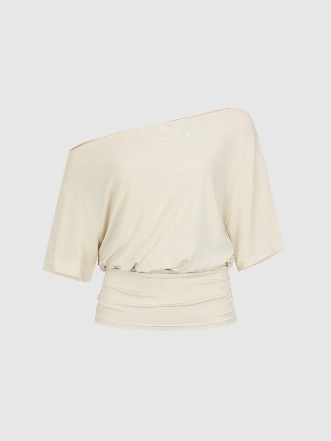 Asymmetric One-shoulder Draped Stretch T-shirt