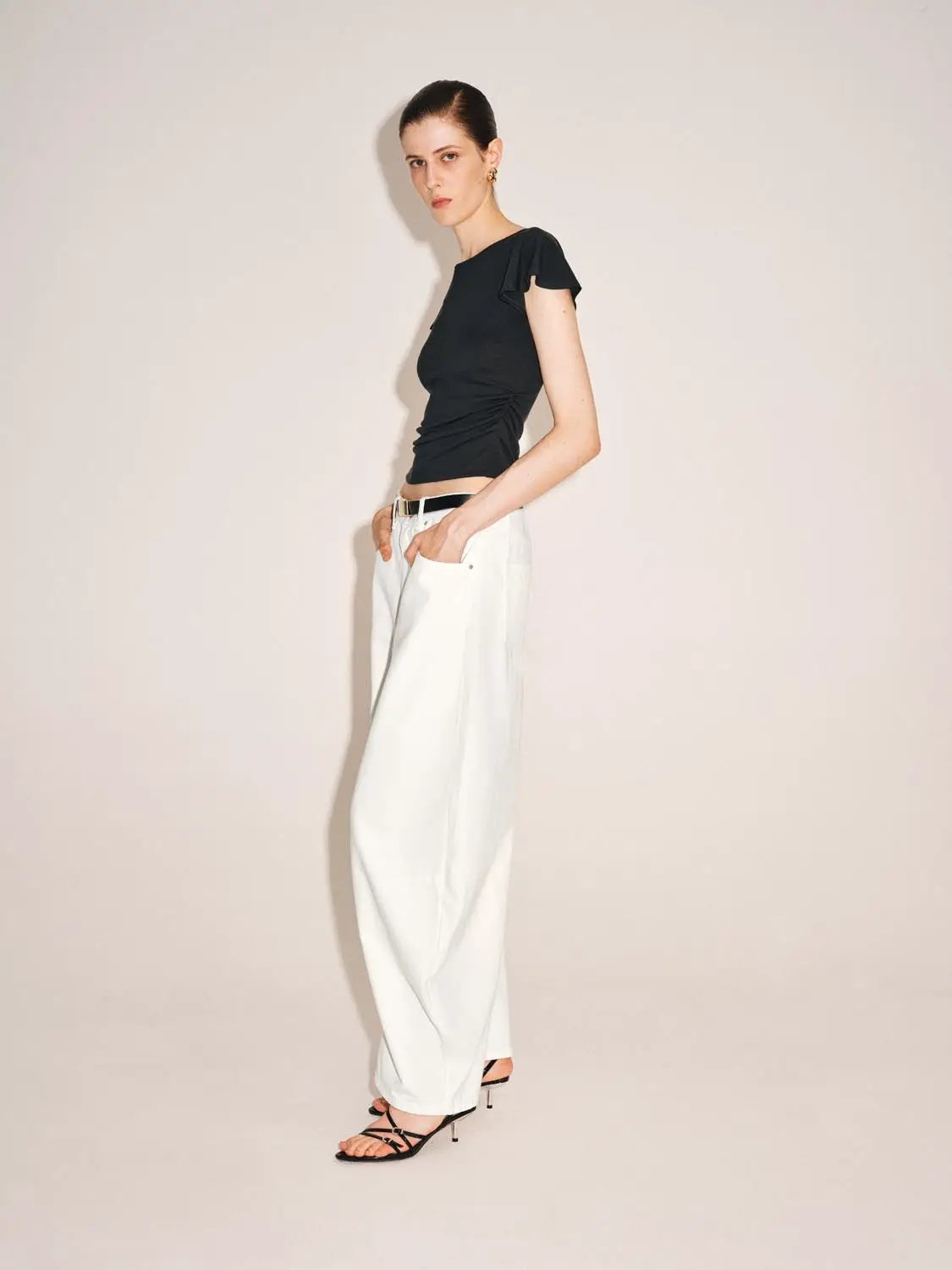 Ruffle Trim Modal Short Sleeve Tshirt