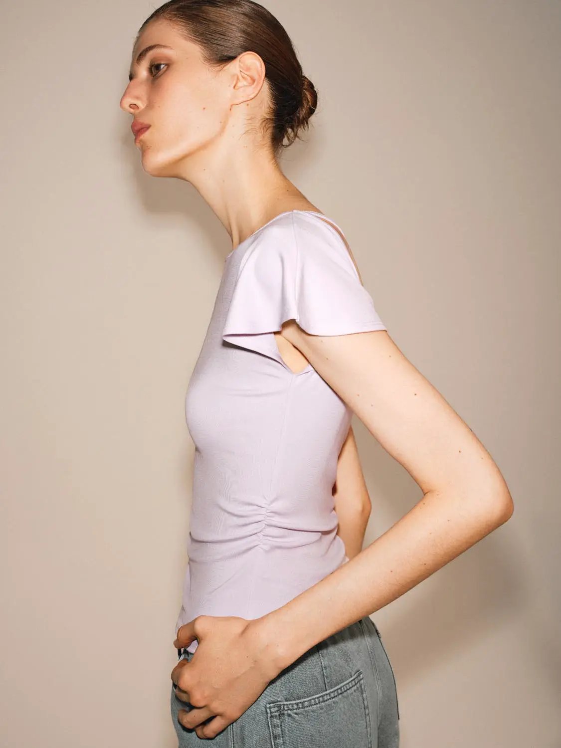 Ruffle Trim Modal Short Sleeve Tshirt