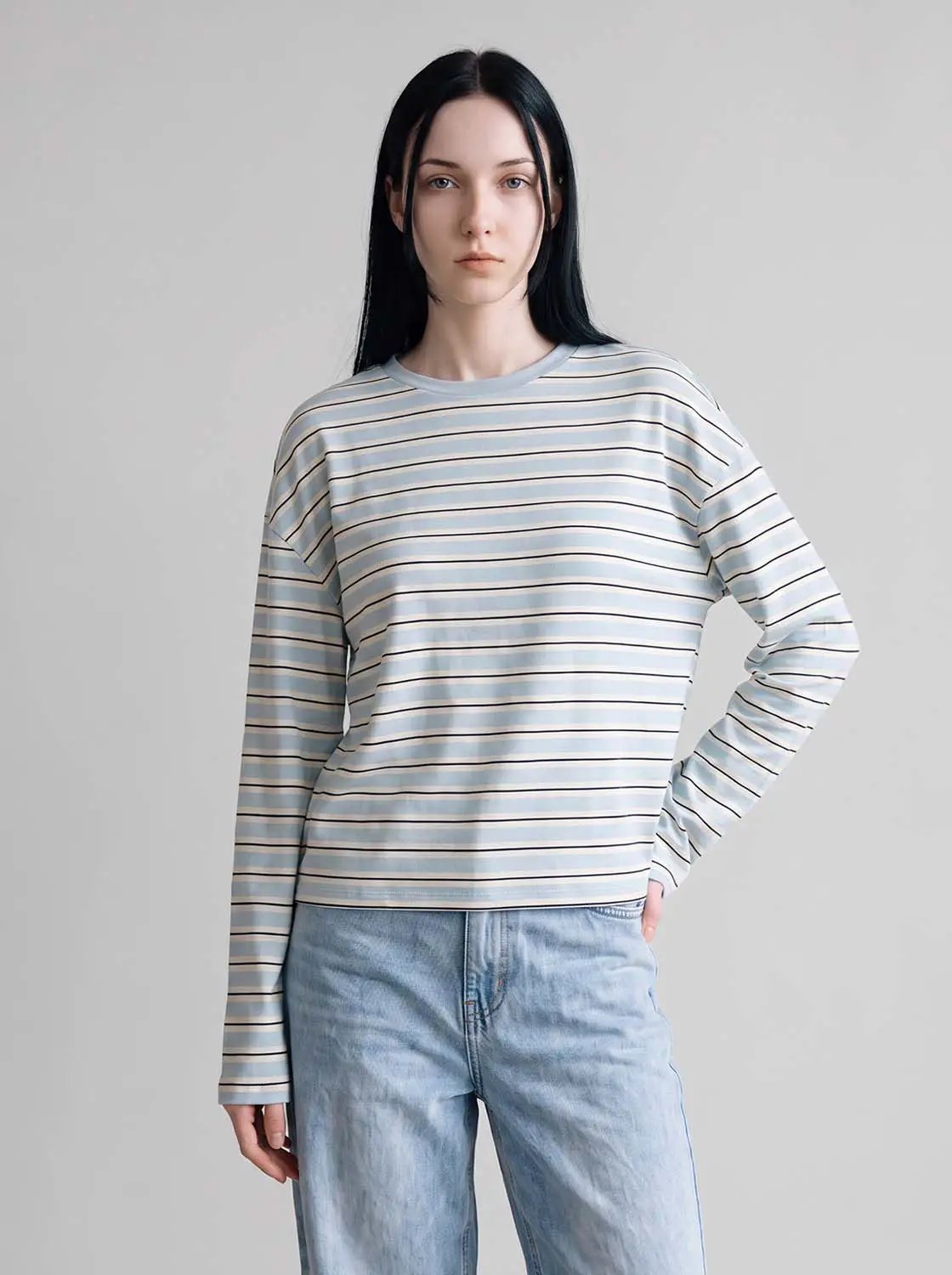 Striped Crew Neck Long Sleeve T-Shirt