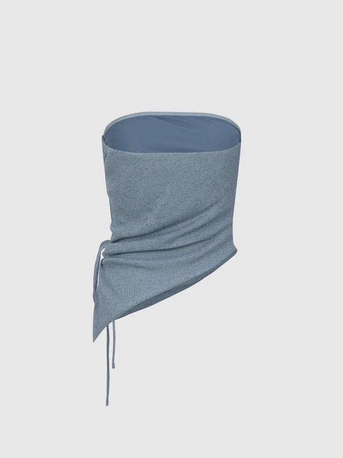 Drawstring Side Ruched Asymmetric Hem Tube Top