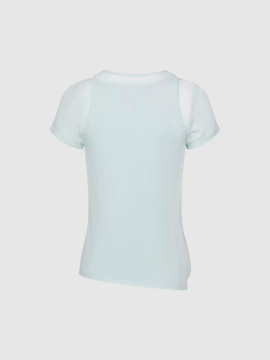 Fitted Crew Neck Short Sleeve Cotton Blend T-Shirt