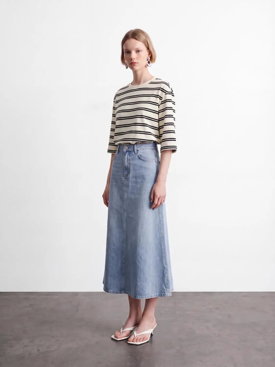 Striped Crew Neck Short Sleeve Cotton T-Shirt
