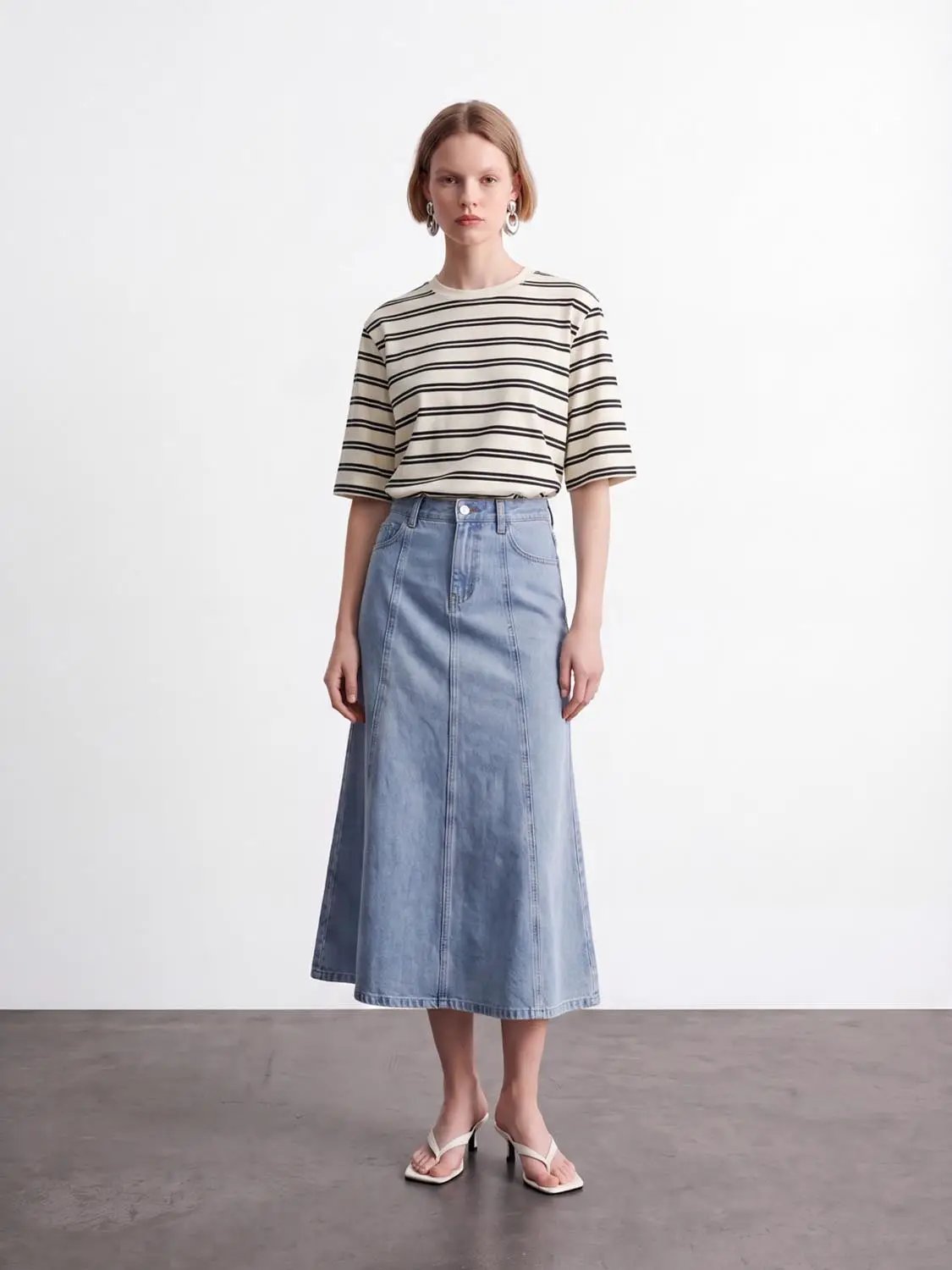 Striped Crew Neck Short Sleeve Cotton T-Shirt