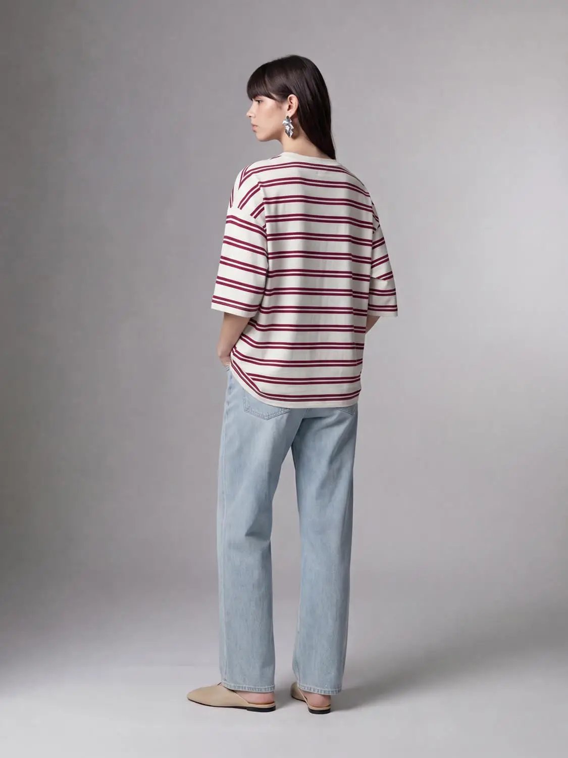 Striped Crew Neck Short Sleeve Cotton T-Shirt