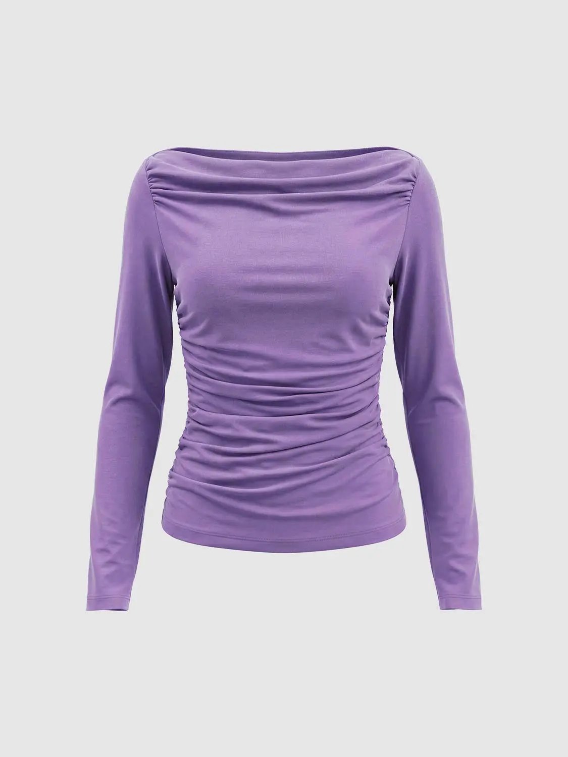 Ruched Fitted Long Sleeve T-Shirt