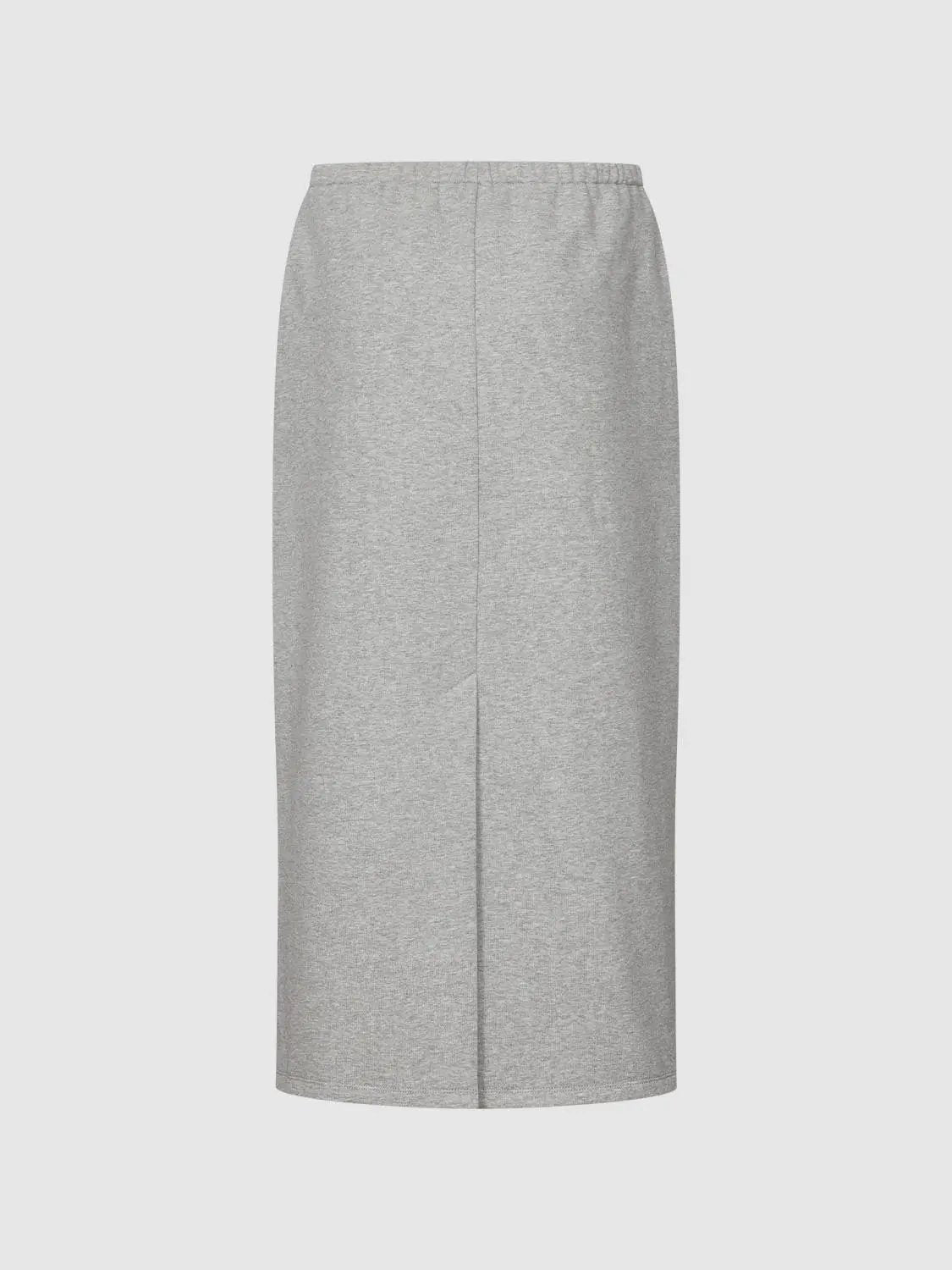 H-line Textured Knit Cotton Blend Midi Skirt